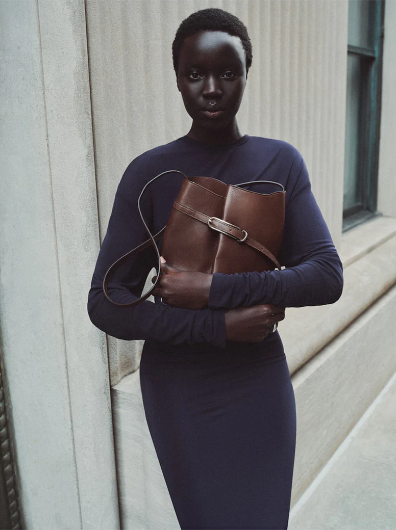 Belted Bucket Bag dark brown