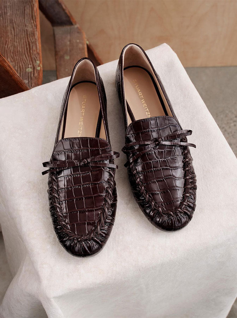 Britt Bow Loafer walnut croc