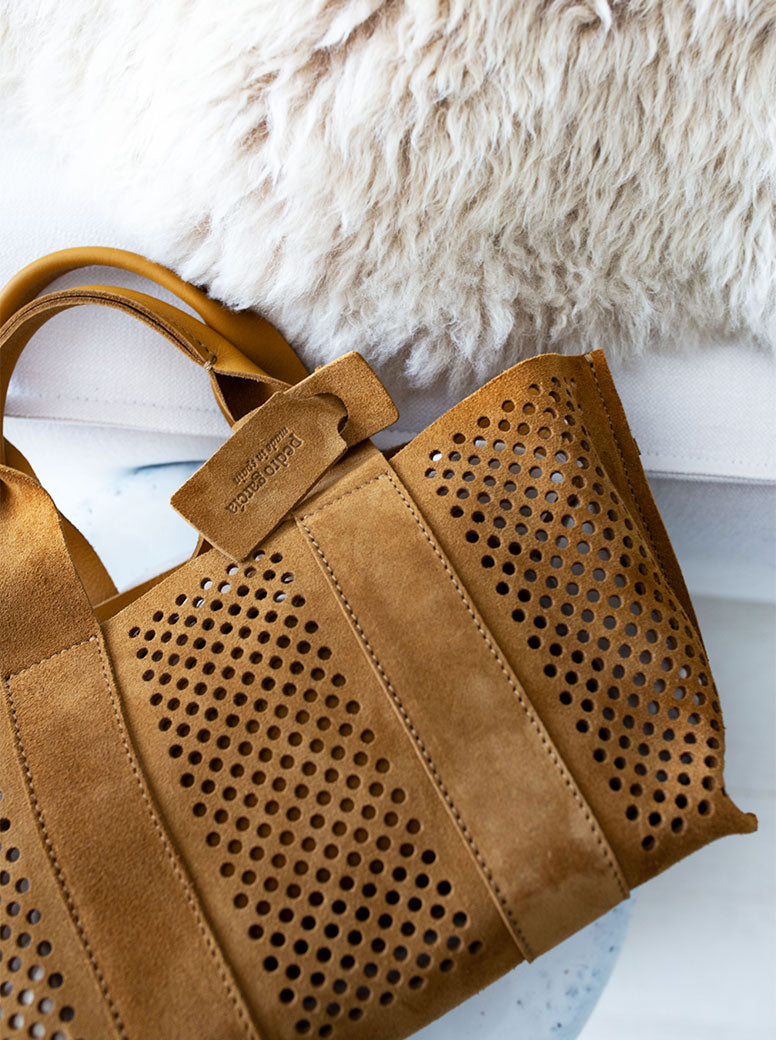 Mini Perfed Tote tan suede