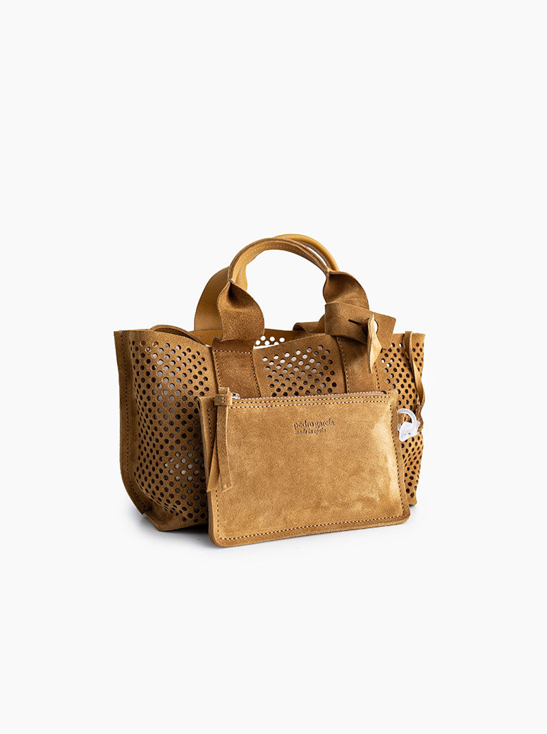 Mini Perfed Tote tan suede