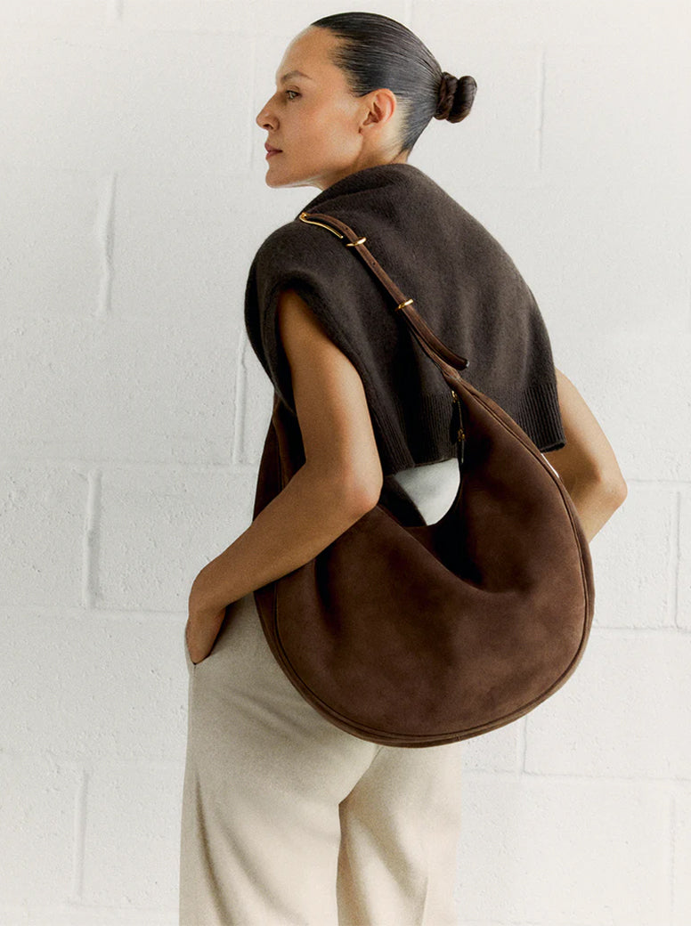 Moon Hobo dark brown suede