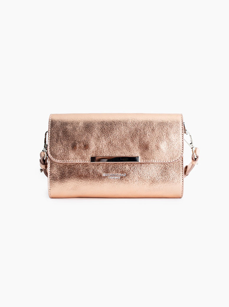 Metallic rose gold purse sale