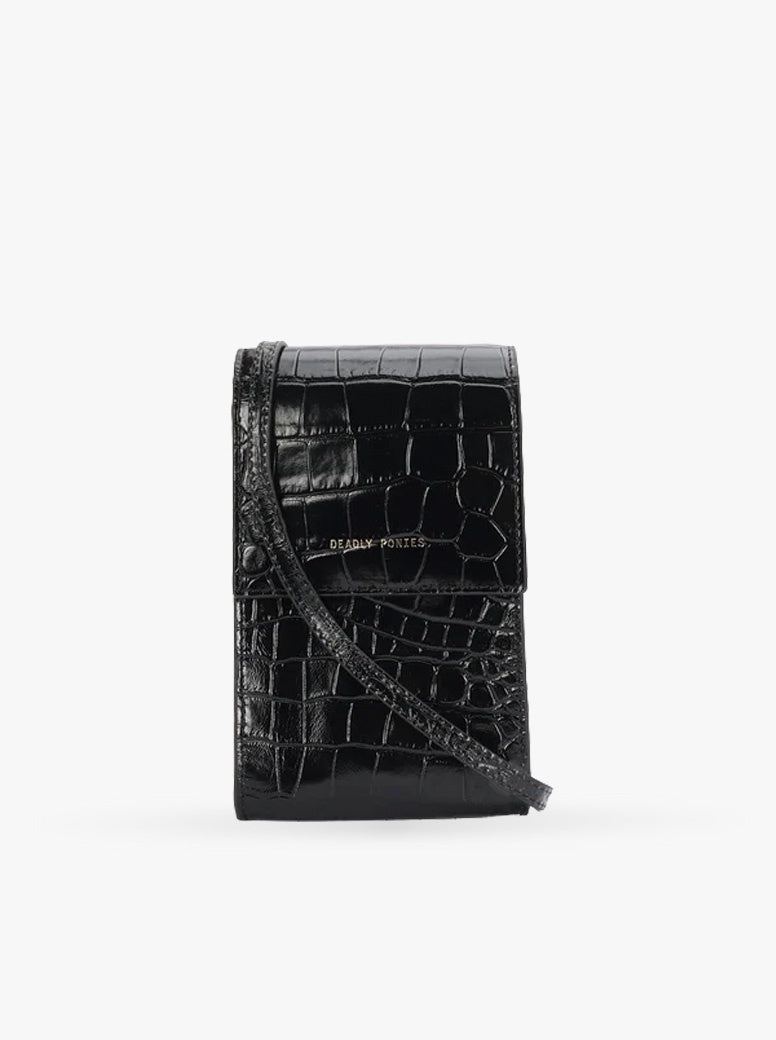 Poucheroo black croc