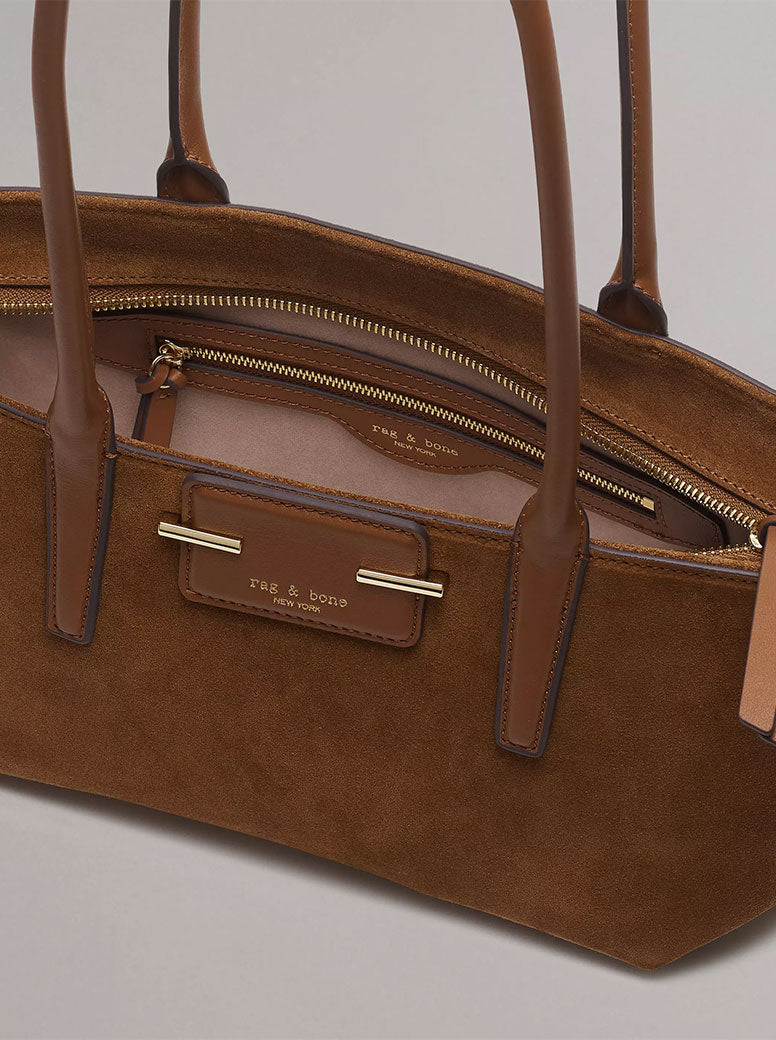 Realm Top Handle tan suede