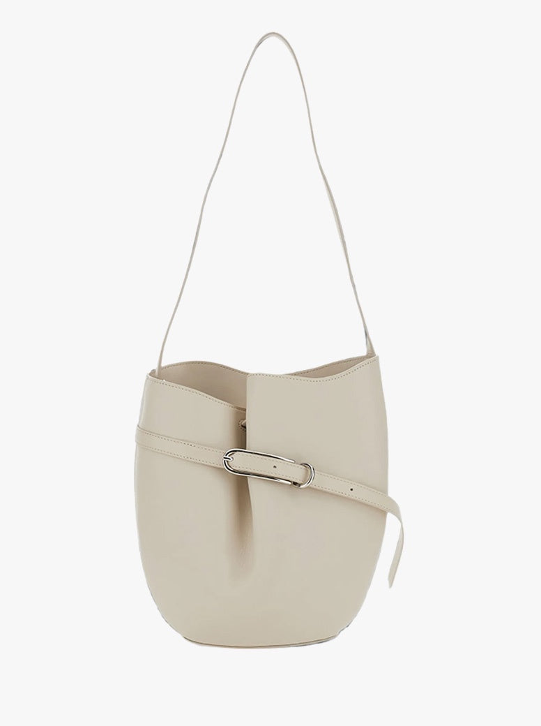 Belted Bucket Bag cream leather