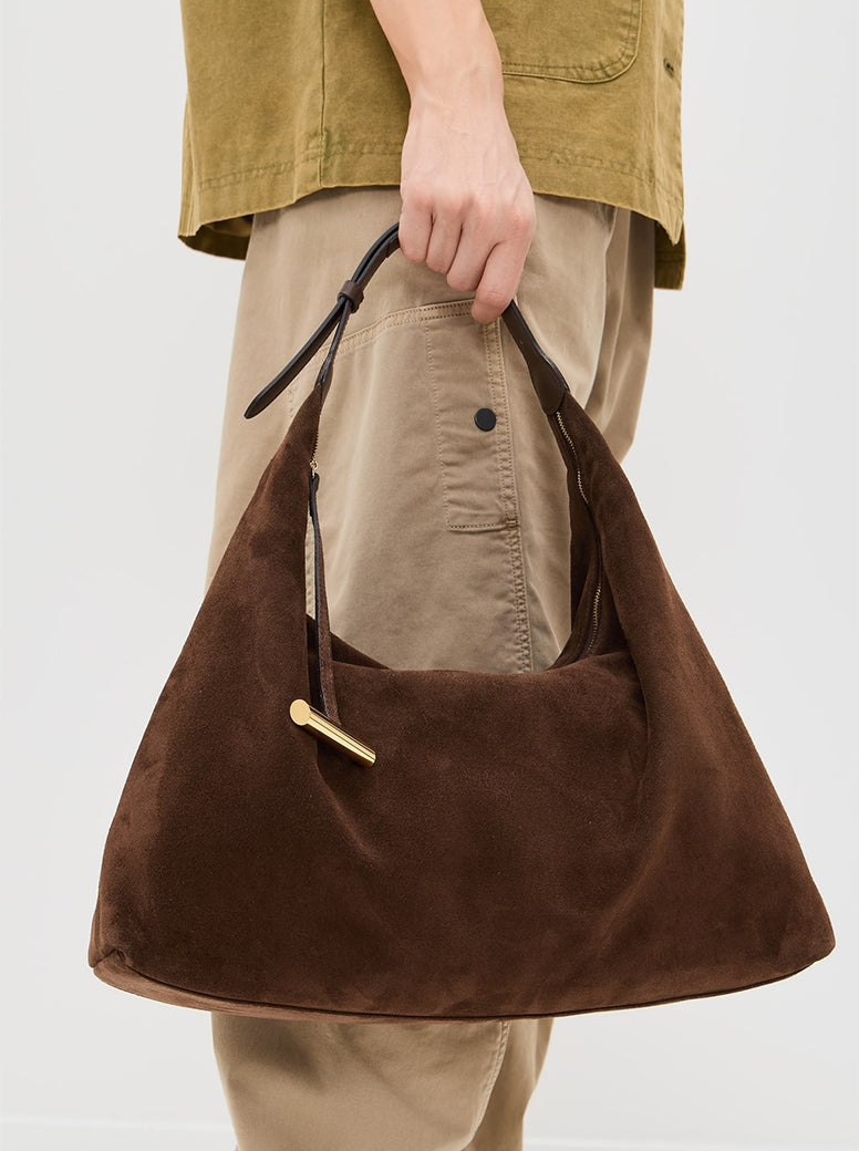 Pillow Hobo dark brown suede