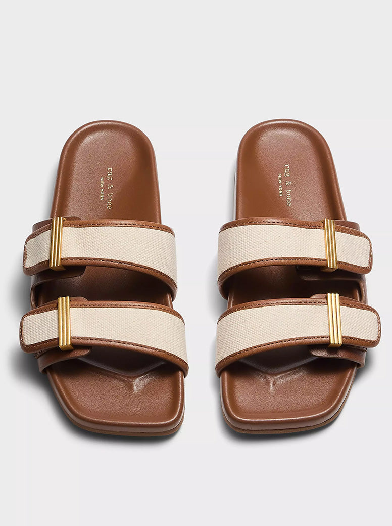 Ren Slide tan leather / canvas