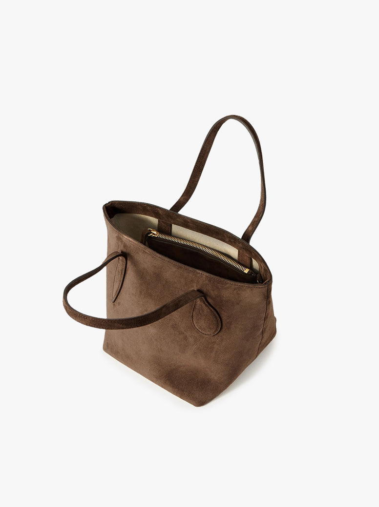Sprout Tote Mini dark brown suede