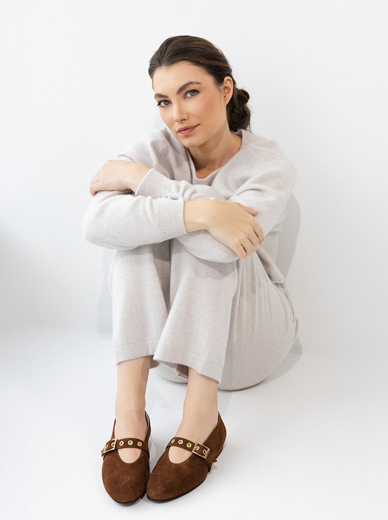 Amina chocolate suede
