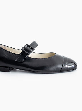 Audrey black with patent toe