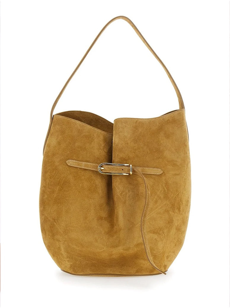 Belted Bucket Bag large sand suede