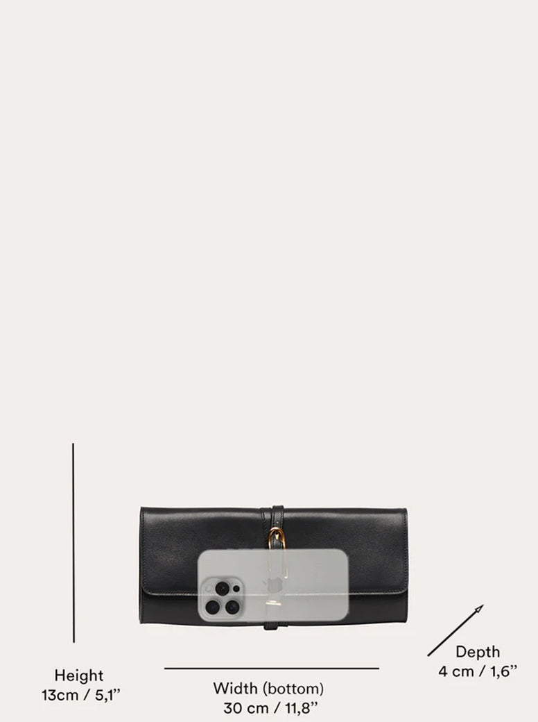 Belted Clutch navy embossed croc