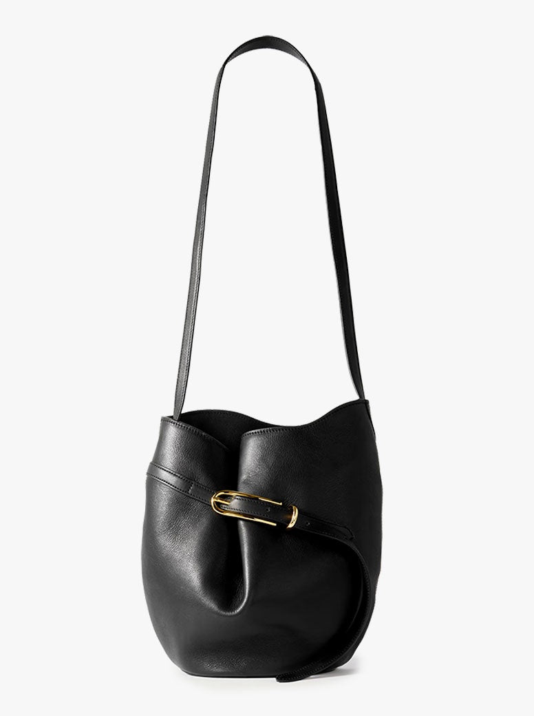 Belted Bucket Bag black glossy