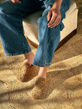 Braidy Crystal tan suede