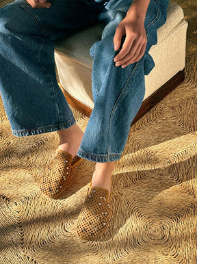 Braidy Crystal tan suede