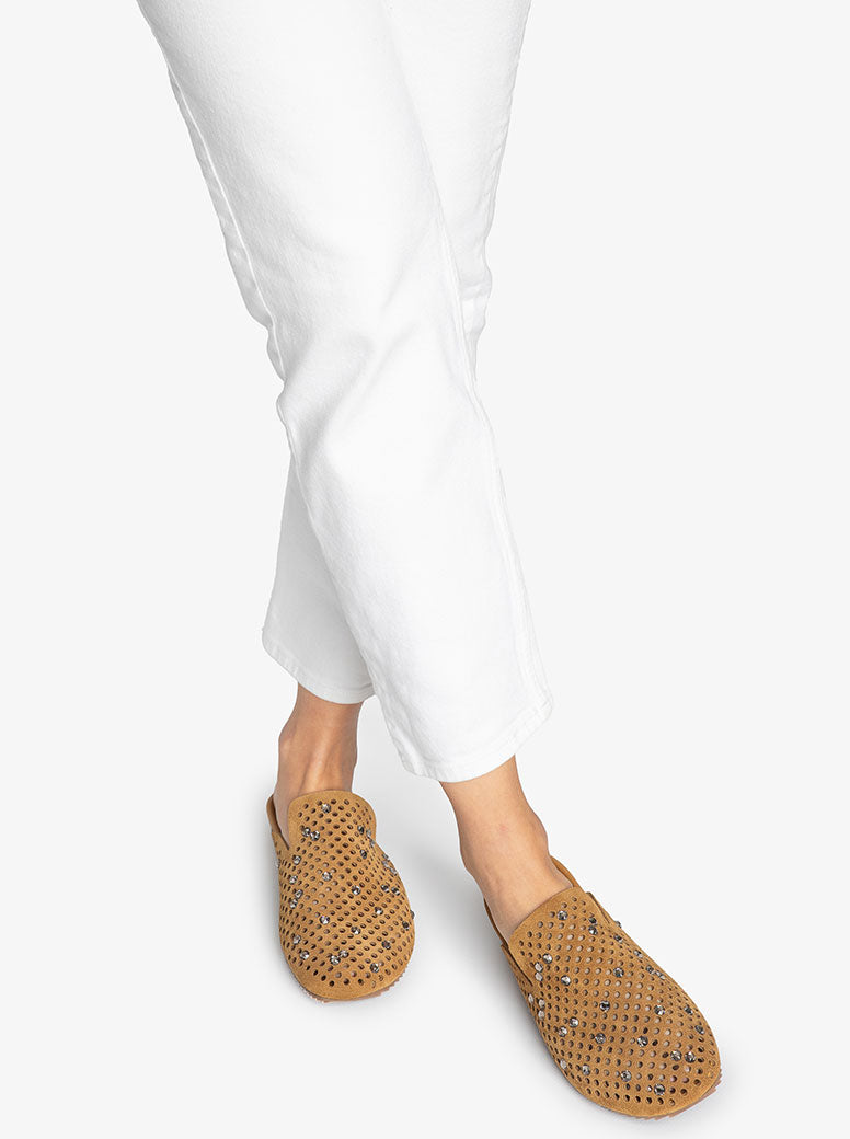 Braidy Crystal tan suede