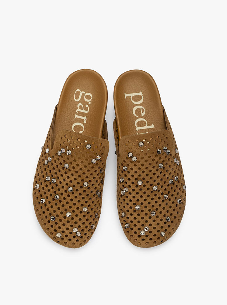Braidy Crystal tan suede