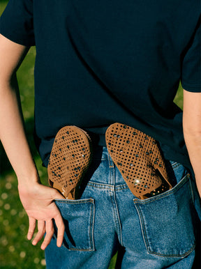 Braidy Crystal tan suede