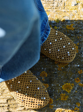 Braidy Crystal tan suede