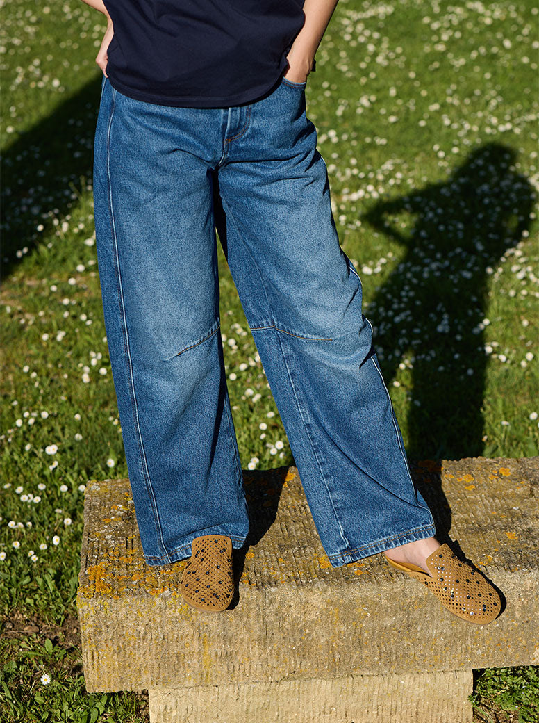 Braidy Crystal tan suede