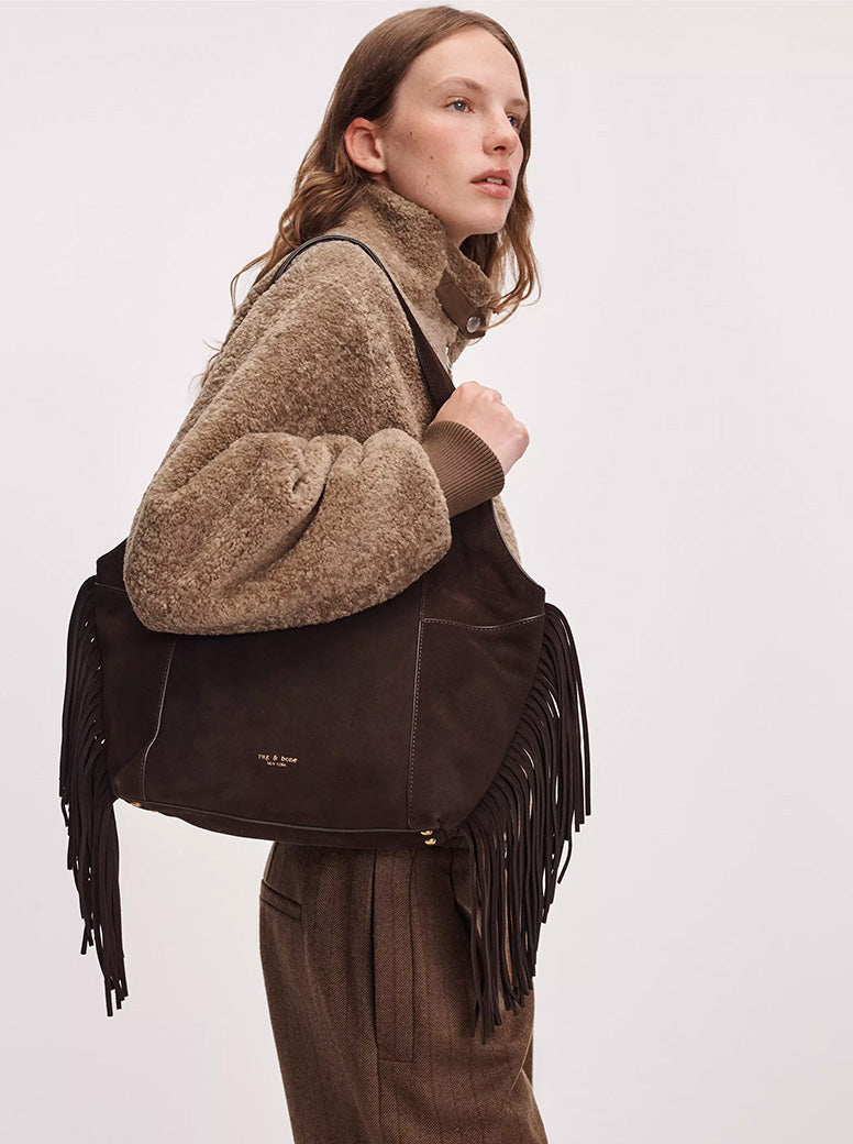 Brayton Fringe Carry All chocolate suede