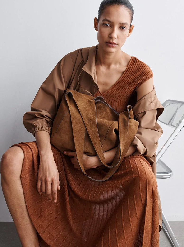 Brayton Large Shopper golden brown suede