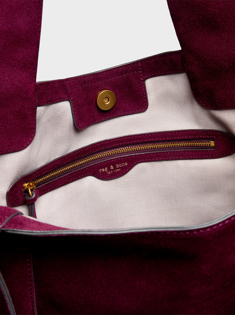 Brayton Large Shopper deep berry suede
