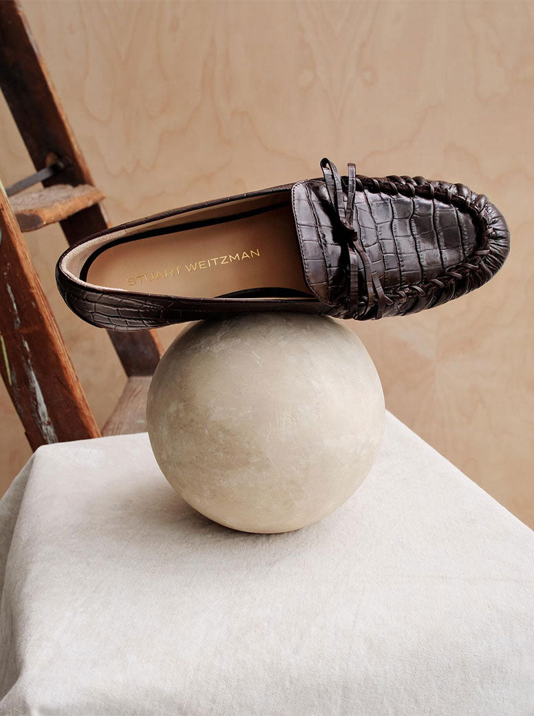 Britt Bow Loafer walnut croc