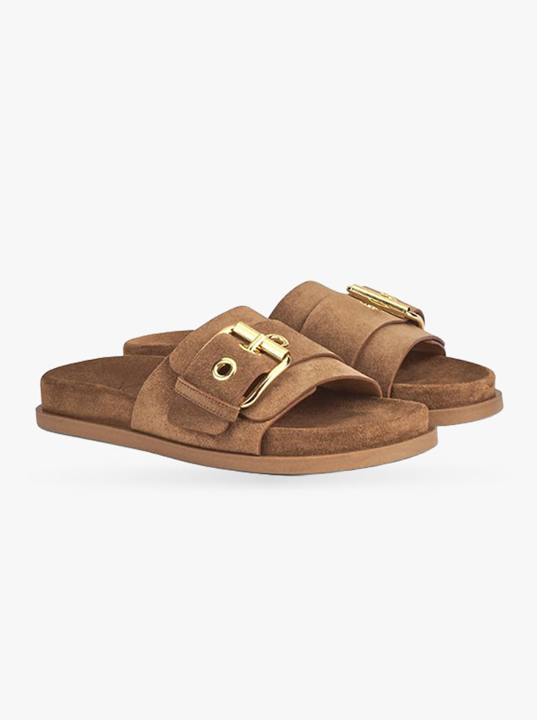 Buckle tan suede
