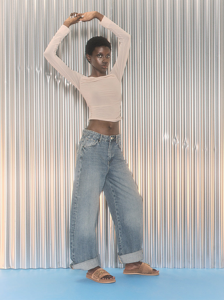 Buckle tan suede