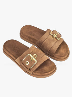 Buckle tan suede