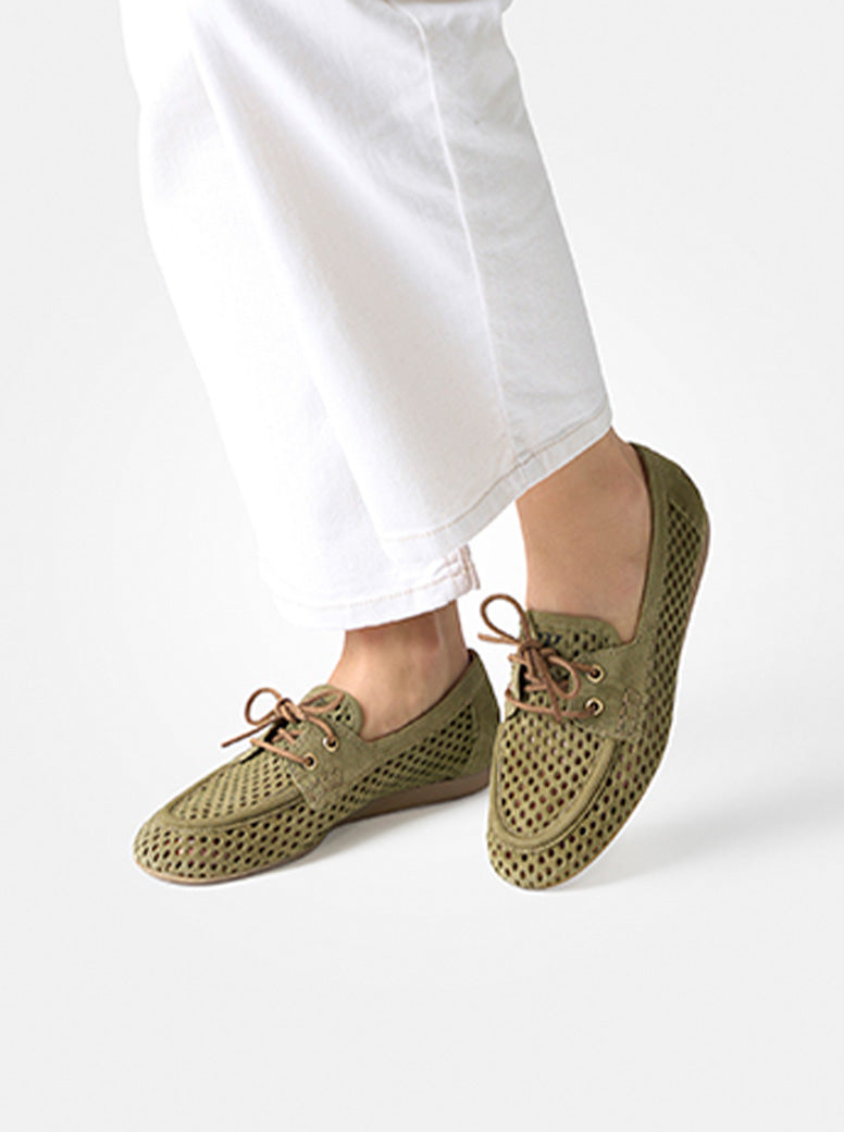 Cynthia pistachio green suede