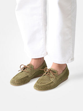 Cynthia pistachio green suede