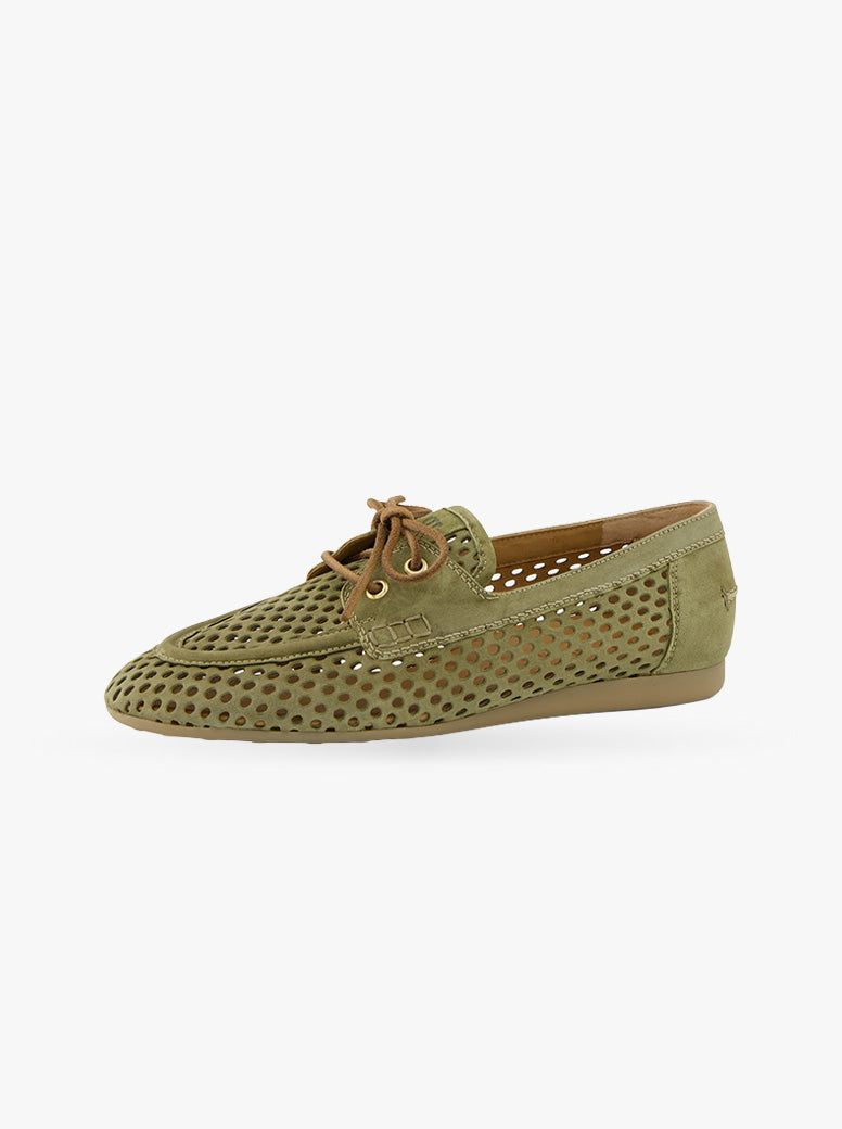 Cynthia pistachio green suede