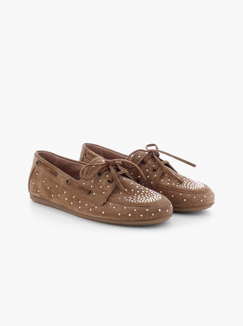 Drop golden brown suede