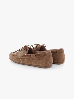 Drop golden brown suede