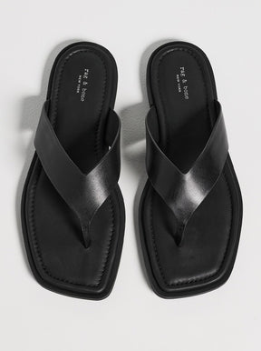 Gracie Thong black leather