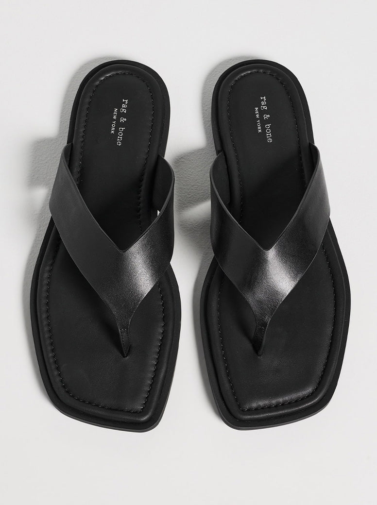 Gracie Thong black leather