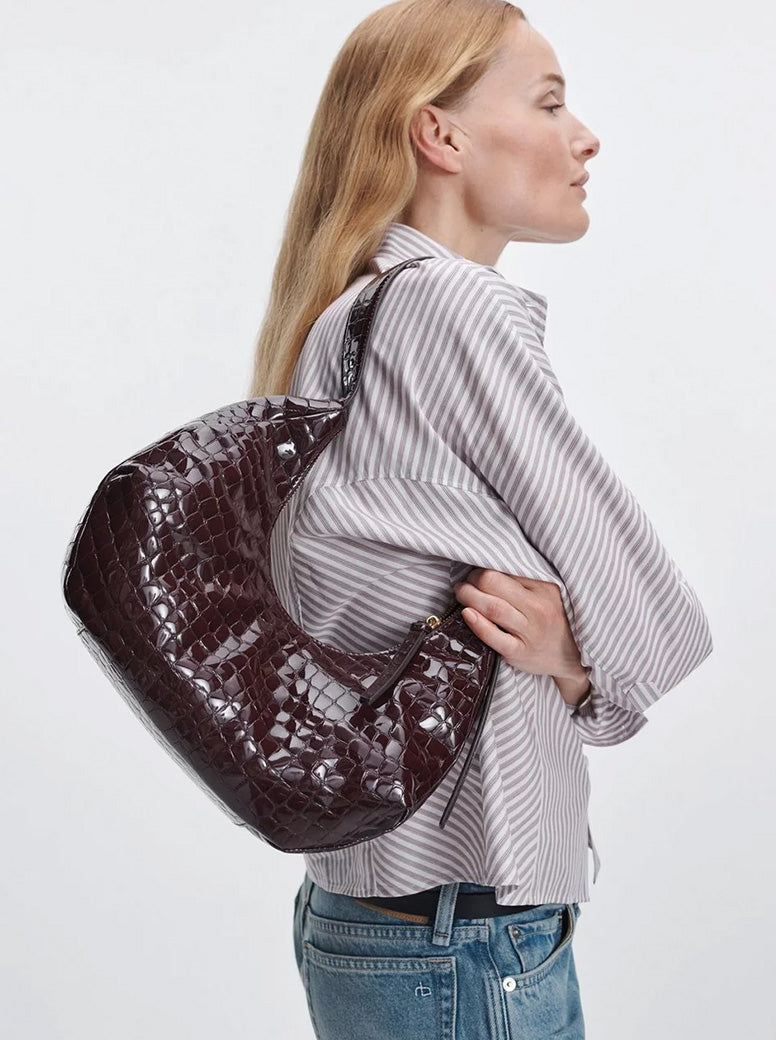 Hudson Hobo deep berry croc