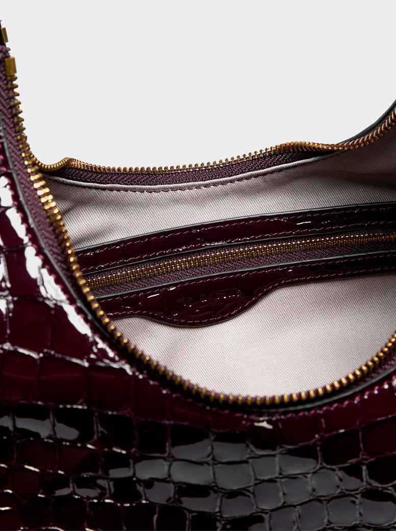 Hudson Hobo deep berry croc