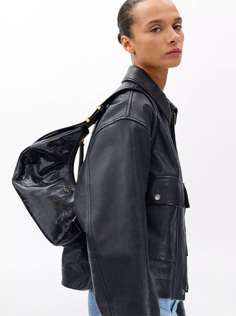 Hudson Hobo black crinkle