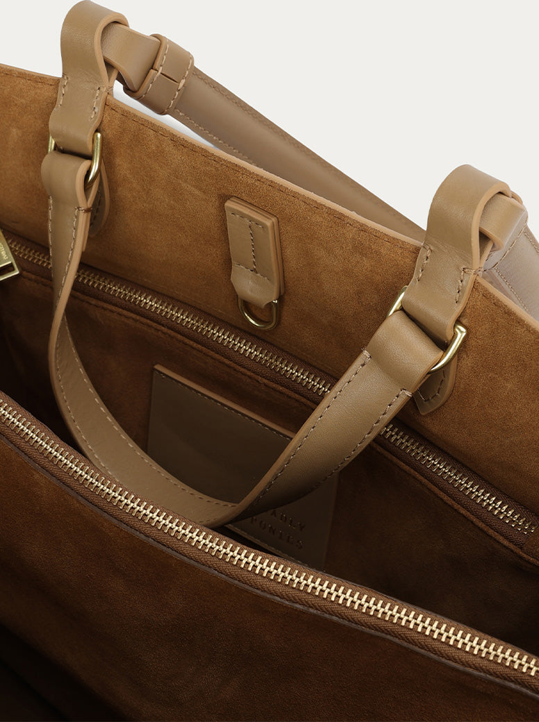 Large Bandit Tote oat suede
