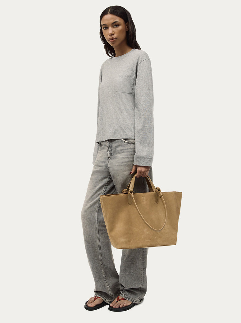 Large Bandit Tote oat suede