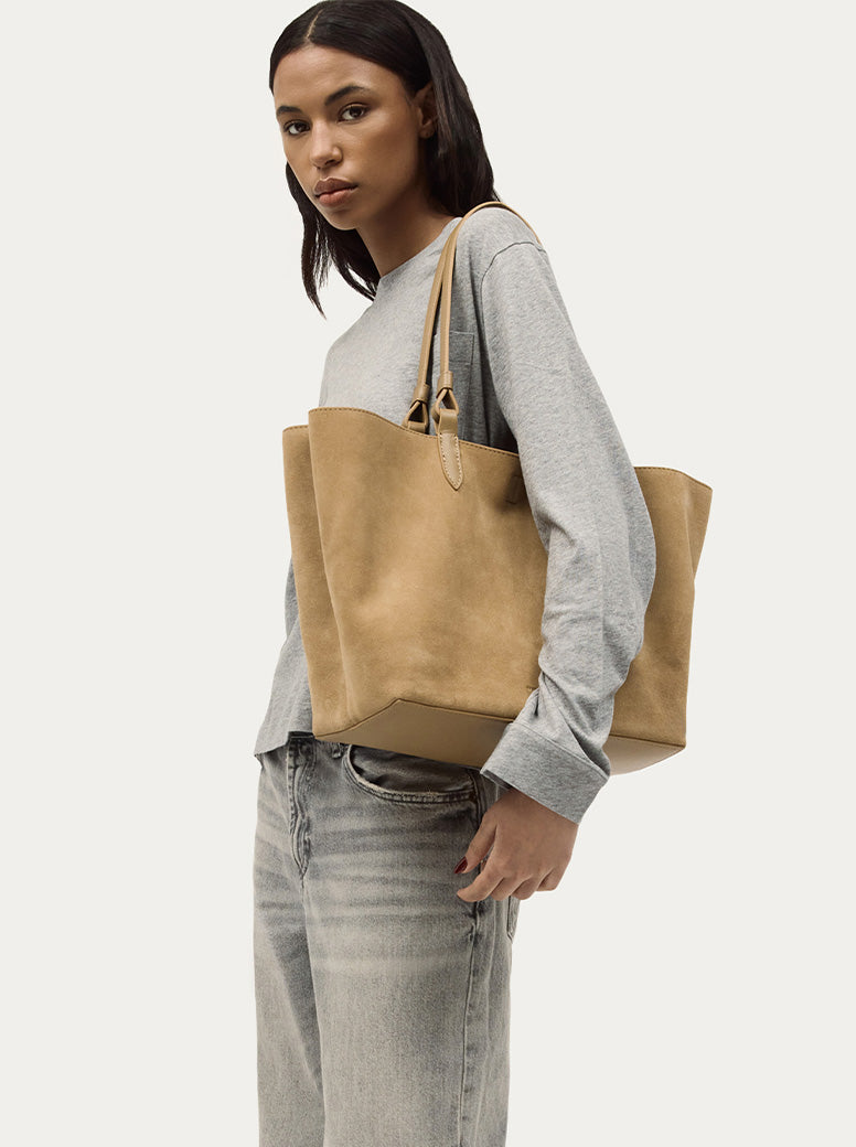 Large Bandit Tote oat suede