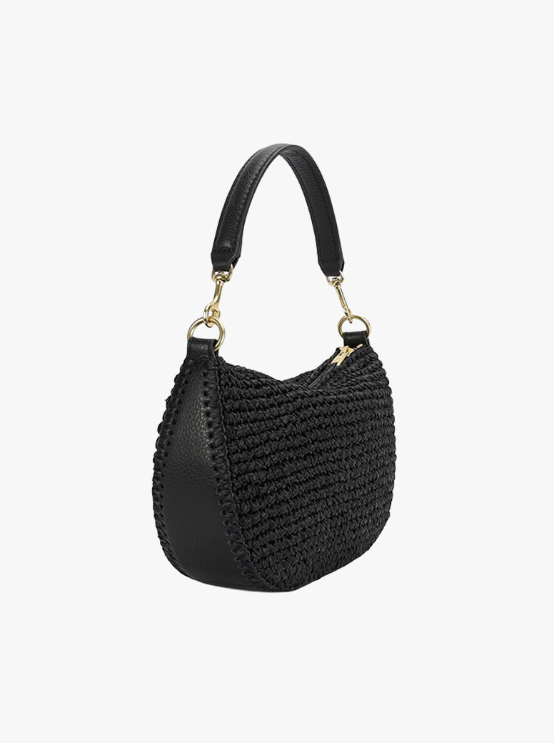 Mini Sling Bag black raffia