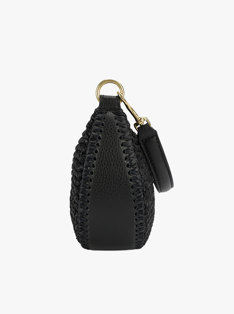 Mini Sling Bag black raffia
