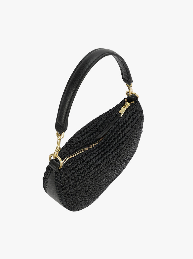 Mini Sling Bag black raffia