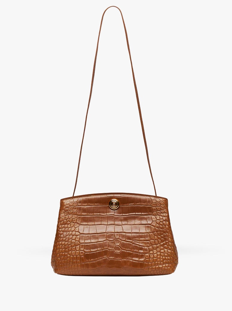 Pushlock Pouch nougat croc embossed