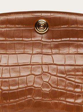 Pushlock Pouch nougat croc embossed
