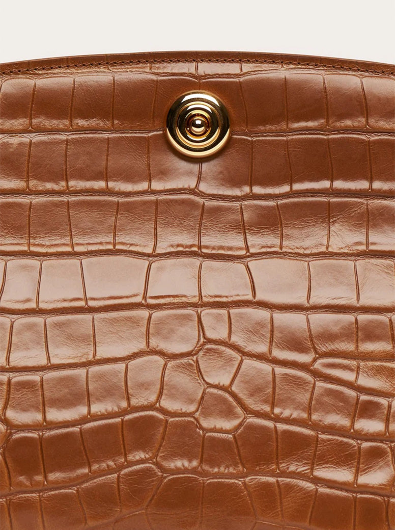 Pushlock Pouch nougat croc embossed
